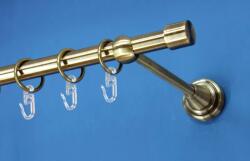 FüggönyFutár Webáruház Fém függönykarnis-garnitúra, "kupak" végzáróval, egysoros, antik arany, 200cm, átm. 16 mm (Kupak)