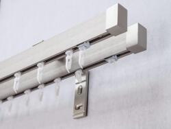 FüggönyFutár Webáruház Modern sínes karnisszett erős fémötvözetből, Elegante, ezüstszürke, kétsoros, 240 cm - fuggonyfutar - 37 720 Ft