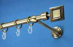 FüggönyFutár Webáruház Fém függönykarnis-garnitúra, "négyzet" végzáróval, egysoros, antik arany, 120cm, átm. 16 mm (Négyzet)