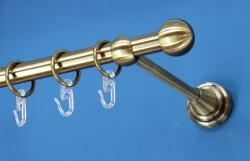 FüggönyFutár Webáruház Fém függönykarnis-garnitúra, "golyó" végzáróval, egysoros, antik arany, 140cm, átm. 16 mm (Golyó)