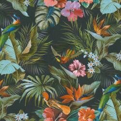 FüggönyFutár Webáruház Fekete-zöld színű növényi mintás vlies-vinyl tapéta, Eldorado 15517