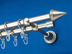 FüggönyFutár Webáruház Fém függönykarnis-garnitúra, "kúp" végzáróval, kétsoros, matt króm, 160cm, átm. 16 mm (Kúp)