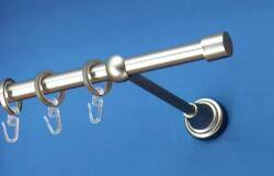 FüggönyFutár Webáruház Fém függönykarnis-garnitúra, "kupak" végzáróval, egysoros, matt króm, 180cm, átm. 16 mm (Kupak)