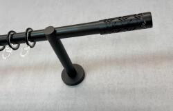 FüggönyFutár Webáruház Lotus - matt fekete, egysoros fém függönykarnis-garnitúra, 240 cm, átm. 19 mm