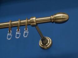 FüggönyFutár Webáruház Lambda antik arany egysoros fém függönykarnis-garnitúra, 240 cm, átm. 19 mm