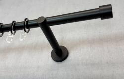 FüggönyFutár Webáruház Alfa - matt fekete, egysoros fém függönykarnis-garnitúra, 200 cm, átm. 19 mm