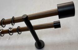 FüggönyFutár Webáruház Tobacco - arabica barna, kétsoros fém függönykarnis-garnitúra, 200 cm, átm. 19 mm