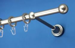 FüggönyFutár Webáruház Fém függönykarnis-garnitúra, "golyó" végzáróval, egysoros, matt króm, 120cm, átm. 16 mm (Golyó)