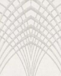 FüggönyFutár Webáruház Vlies tapéta, Marburg Modernista/Urban Spaces 32254 Art Deco hegyes ívek szürkésfehér szürkésbézs arany fénylő mintafelületű tapéta