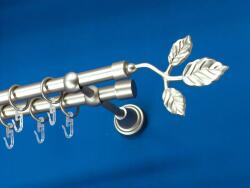 FüggönyFutár Webáruház Fém függönykarnis-garnitúra, "Ág" végzáróval, kétsoros, matt króm, 120cm, átm. 16 mm (Ág)