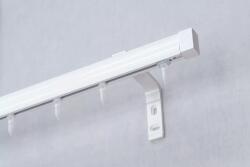 FüggönyFutár Webáruház Modern sínes karnisszett erős fémötvözetből, Motivo, készre szerelve, Fehér, egysoros, 180 cm