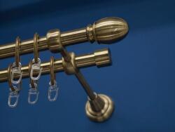 FüggönyFutár Webáruház Lambda antik arany kétsoros fém függönykarnis-garnitúra, 200 cm, átm. 19 mm