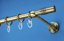 FüggönyFutár Webáruház Fém függönykarnis-garnitúra, "henger" végzáróval, egysoros, antik arany, 240cm, átm. 16 mm (Henger)