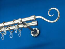 FüggönyFutár Webáruház Fém függönykarnis-garnitúra, "pásztor" végzáróval, kétsoros, matt króm, 200cm, átm. 16 mm (Pásztor)