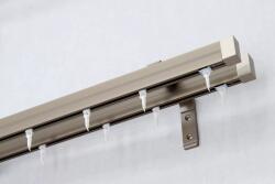 FüggönyFutár Webáruház Modern sínes karnisszett erős fémötvözetből, Motivo, készre szerelve, Matt bronz, kétsoros, 180 cm