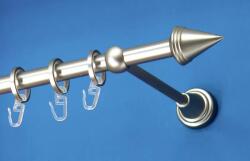 FüggönyFutár Webáruház Fém függönykarnis-garnitúra, "kúp" végzáróval, egysoros, matt króm, 180cm, átm. 16 mm (Kúp)