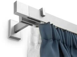 FüggönyFutár Webáruház Modern sínes karnisszett erős fémötvözetből, Elegante, ezüstszürke, kétsoros, 180 cm - fuggonyfutar - 34 390 Ft