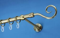 FüggönyFutár Webáruház Fém függönykarnis-garnitúra, "pásztor" végzáróval, egysoros, antik arany, 200cm, átm. 16 mm (Pásztor)