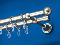 FüggönyFutár Webáruház Fém függönykarnis-garnitúra, "golyó" végzáróval, kétsoros, matt króm, 140cm, átm. 16 mm (Golyó)