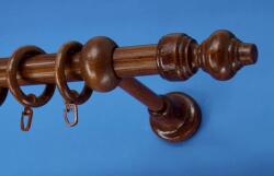 FüggönyFutár Webáruház Pácolt tömörfa karnisszett, egysoros, dió, 220 cm, átm. 28 mm (45-10100240-41)