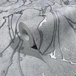 FüggönyFutár Webáruház Szürke, fényes hatású hullám mintás mosható vlies tapéta, Marburg, City Glow, 34254