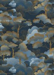 FüggönyFutár Webáruház Kék-arany színű famintás Vlies-vinyl tapéta, Erismann Elle Decoration 4, 10448-08