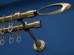 FüggönyFutár Webáruház Omikron antik arany kétsoros fém függönykarnis-garnitúra, 240 cm, átm. 19 mm