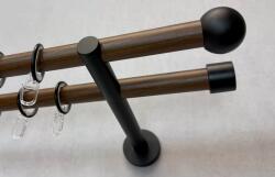 FüggönyFutár Webáruház Beta - arabica barna, kétsoros fém függönykarnis-garnitúra, 160 cm, átm. 19 mm