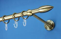 FüggönyFutár Webáruház Fém függönykarnis-garnitúra, "jégcsap" végzáróval, egysoros, antik arany, 120cm, átm. 16 mm (Jégcsap)