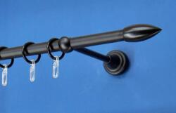 FüggönyFutár Webáruház Fém függönykarnis-garnitúra, "jégcsap" végzáróval, egysoros, fekete, 200cm, átm. 16 mm (Jégcsap)