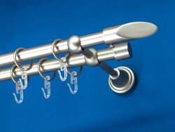 FüggönyFutár Webáruház Fém függönykarnis-garnitúra, "rúzs" végzáróval, kétsoros, matt króm, 120cm, átm. 16 mm (Rúzs)