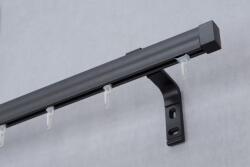 FüggönyFutár Webáruház Modern sínes karnisszett erős fémötvözetből, Motivo, készre szerelve, Antracit, egysoros, 220 cm