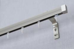 FüggönyFutár Webáruház Modern sínes karnisszett erős fémötvözetből, Motivo, készre szerelve, Alu-szatén, egysoros, 240 cm