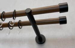 FüggönyFutár Webáruház Alfa - arabica barna, kétsoros fém függönykarnis-garnitúra, 240 cm, átm. 19 mm