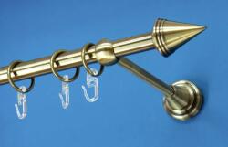 FüggönyFutár Webáruház Fém függönykarnis-garnitúra, "kúp" végzáróval, egysoros, antik arany, 200cm, átm. 16 mm (Kúp)