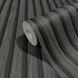 FüggönyFutár Webáruház Antracit színű klasszikus fa lambériamintás vlies tapéta, Marburg Botanica, 33961