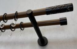 FüggönyFutár Webáruház Lotus - arabica barna, kétsoros fém függönykarnis-garnitúra, 200 cm, átm. 19 mm