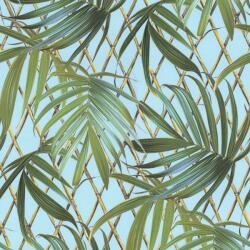 FüggönyFutár Webáruház Kék színű levélmintás vlies-vinyl tapéta, Eldorado 15512