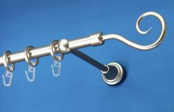 FüggönyFutár Webáruház Fém függönykarnis-garnitúra, "pásztor" végzáróval, egysoros, matt króm, 160cm, átm. 16 mm (Pásztor)