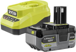 RYOBI RC18120A-140X 18V ONE+ töltő és 1 db Lithium+ Li-ion akkumulátor, 18 V, 4.0 Ah (5133006911)