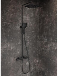 RAVAK Flat termosztátos zuhanyoszlop szettel FL 091.20BLM, matt fekete - szerelvenycenter