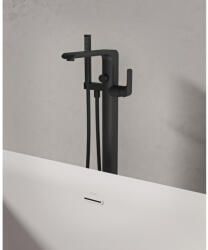 RAVAK Flat padlón álló kádcsaptelep szettel FL 080.20BLM. RB07A, matt fekete