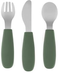 Petite&Mars Take&Match Stainless Steel Cutlery Set tacâmuri pentru copii Misty Green 12m+ 3 buc Set pentru masa bebelusi