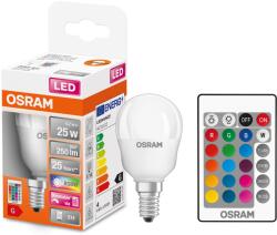 OSRAM Star P40 RGBW LED izzó, Távirányító, Dimmelhető, E14, 4.2W (25W), 250 lm, Fehér és színes fény