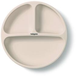 BabyOno Siilicone Plate 6m+ osztott tányér tapadókoronggal Beige