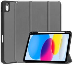 Gigapack tabletvédő álló, bőr hatású, aktív flip, oldalra nyíló, trifold, asztali tartó, ceruza tartó, sötétszürke, kompatibilis: Apple IPAD 11, 2025, / IPAD 10.9, 2022