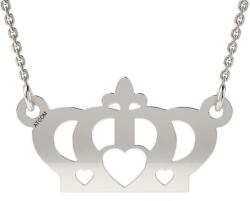 Atcom Jewelry ATCOM - Koronás Szív Medál - Ezüst Nyaklánc - 19mm
