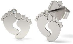  Ezüst Baba Lábnyom Fülbevaló - Gyémánttal