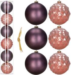 SPRINGOS karácsonyi gömbkészlet, 15cm, 6db, lila-rózsaszín (CA1531)
