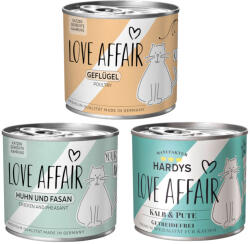  Hardys LOVE AFFAIR 6x200g Hardys LOVE AFFAIR nedves macskatáp Vegyes csomag (3 változattal)